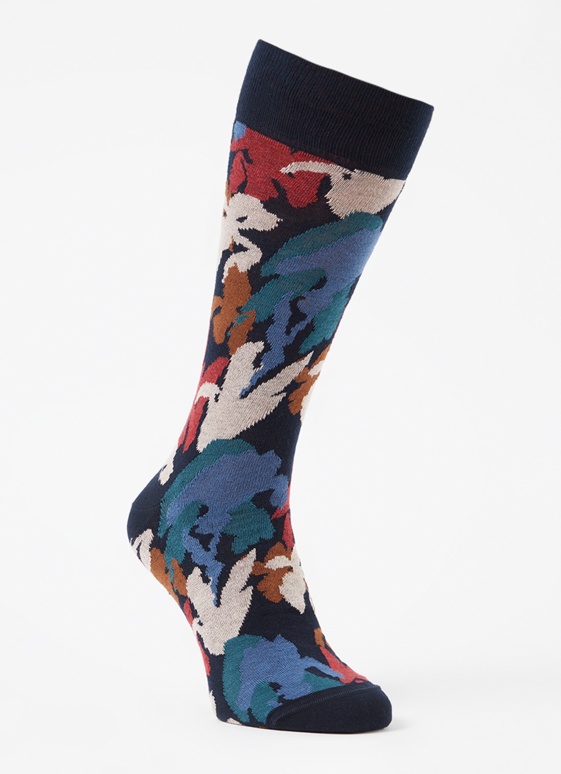 Paul Smith Iris sokken met bloemenprint - voorkant 2 donkerblauw