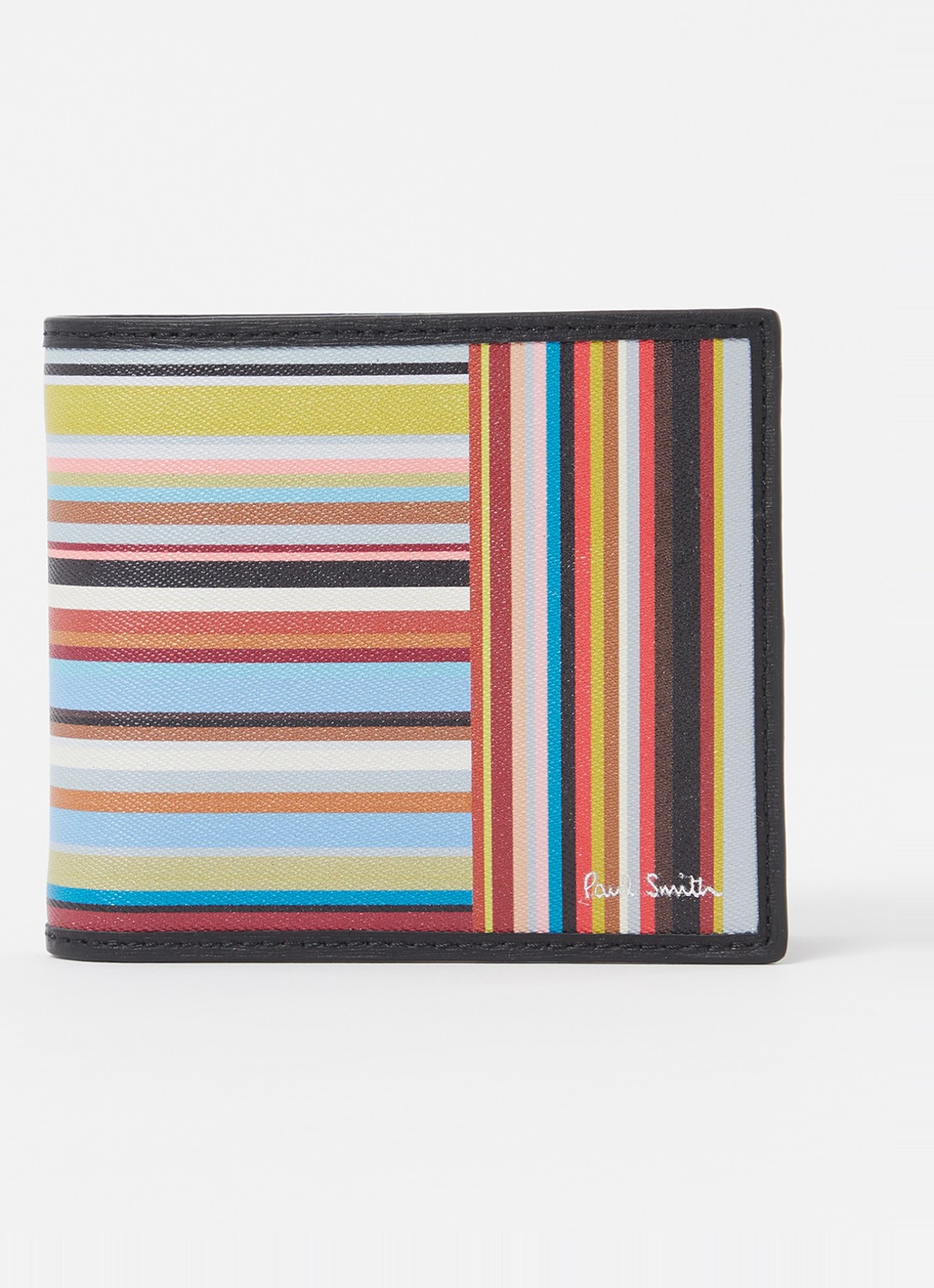 Paul Smith Portemonnee van leer met streepprint - voorkant zwart