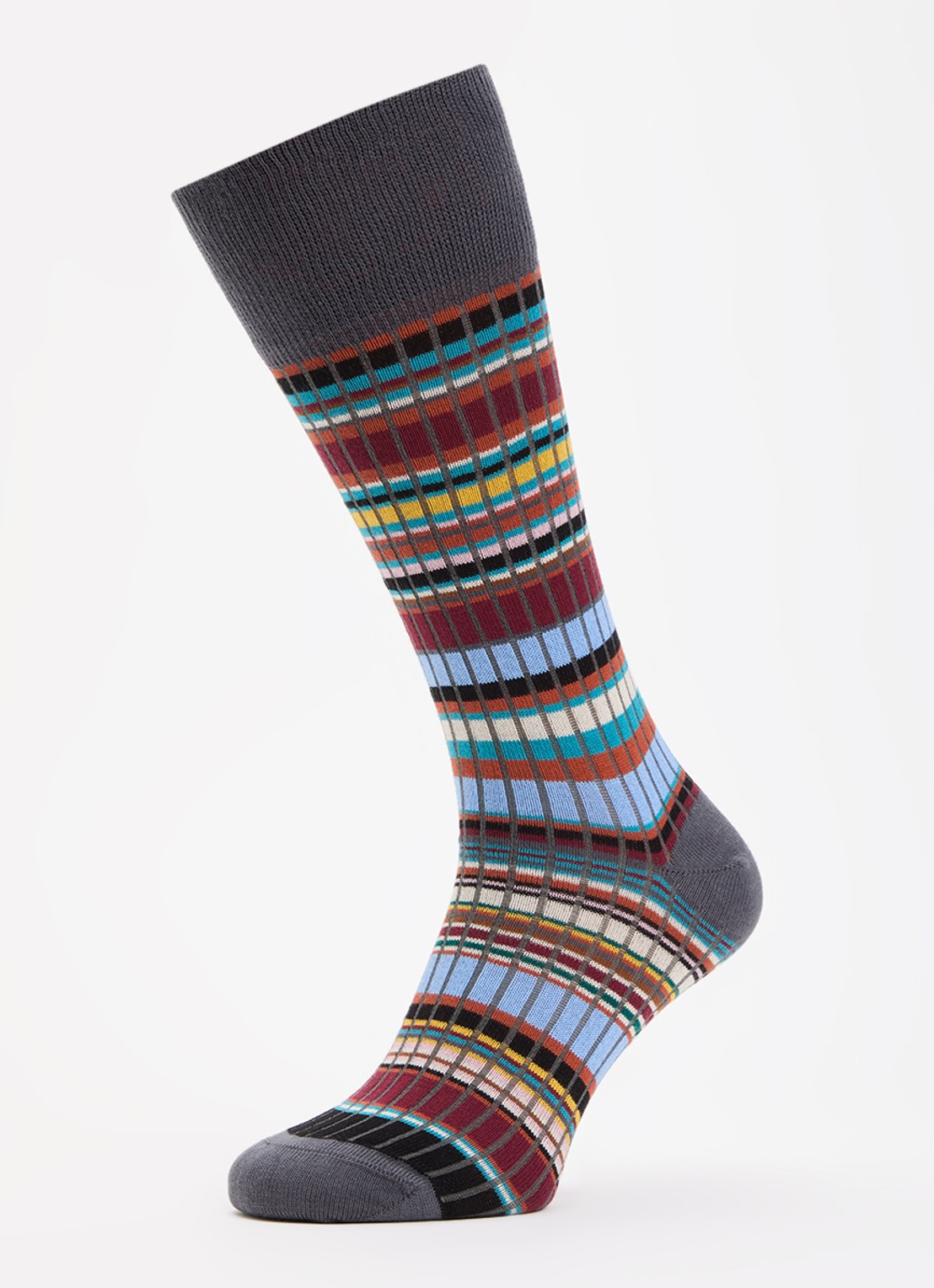 Paul Smith Signature Stripe ribgebreide sokken met streepprint - detail 3 donkergrijs