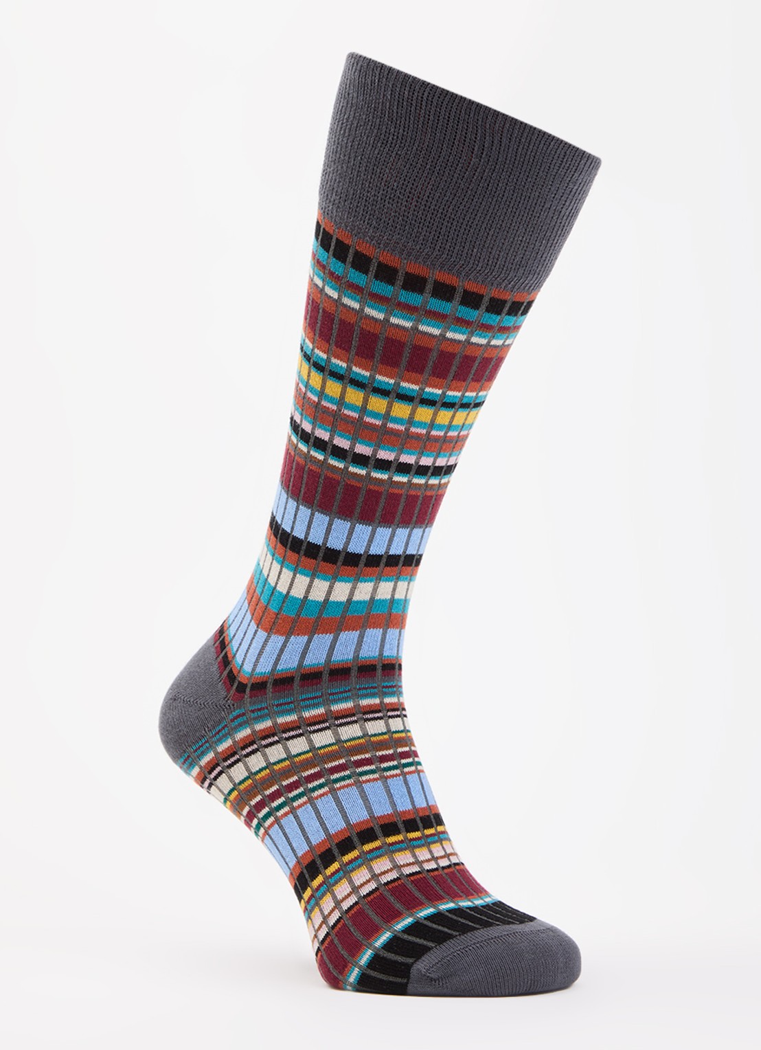 Paul Smith Signature Stripe ribgebreide sokken met streepprint - voorkant donkergrijs