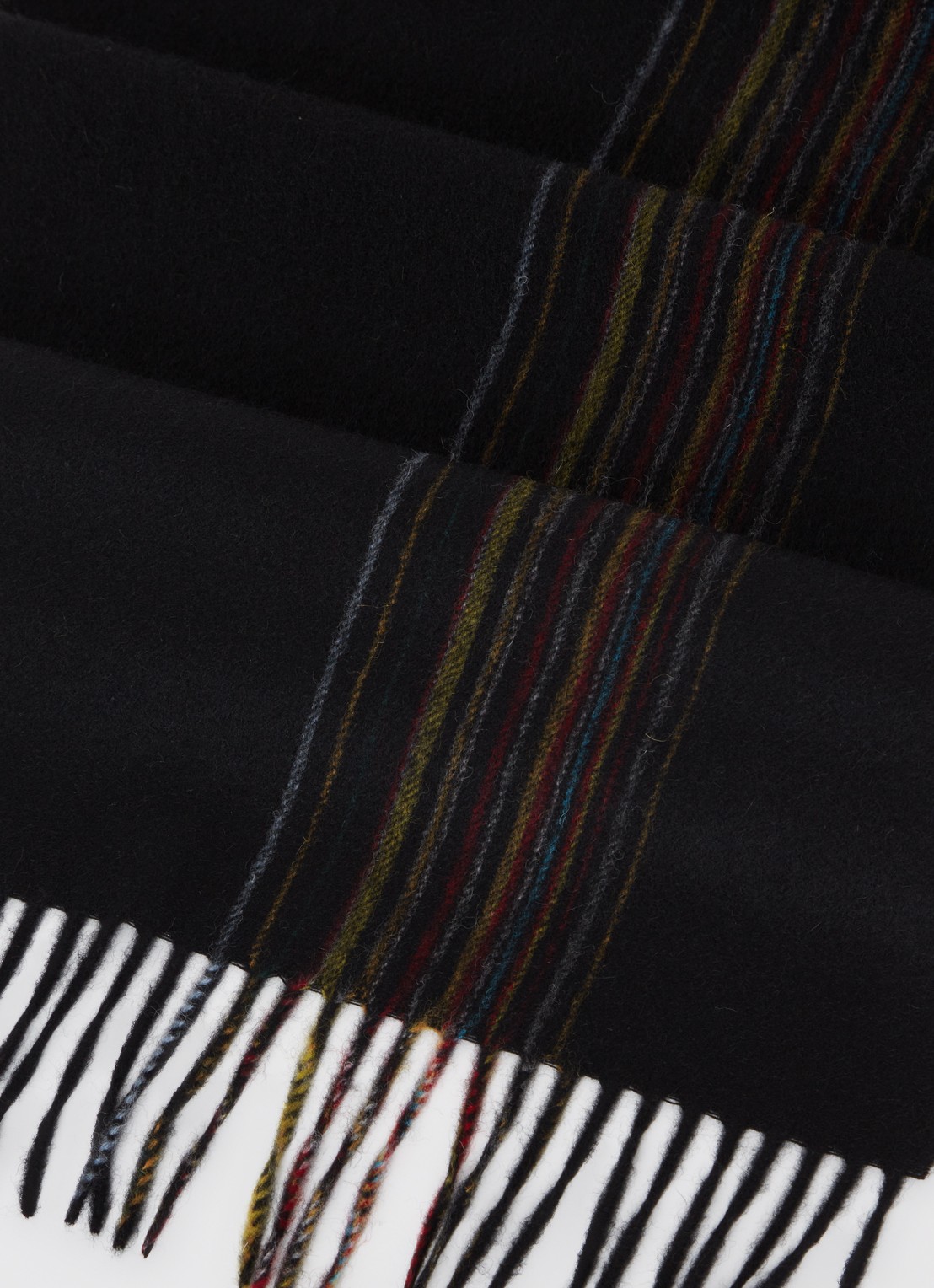 Paul Smith Sjaal in kasjmierblend met streepprint 175 x 40 cm  - detail 3 zwart