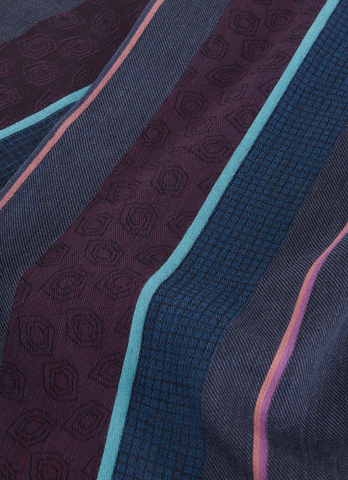 Paul Smith Sjaal van wol met streepprint 185 x 35 cm - detail donkerblauw