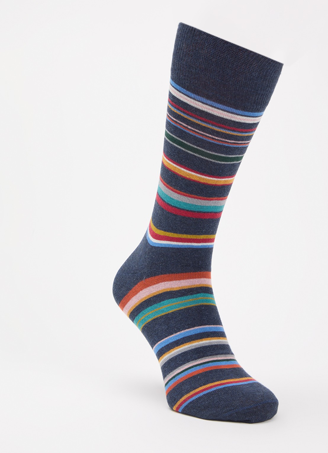 Paul Smith Sokken in katoenblend met streepprint - voorkant donkerblauw