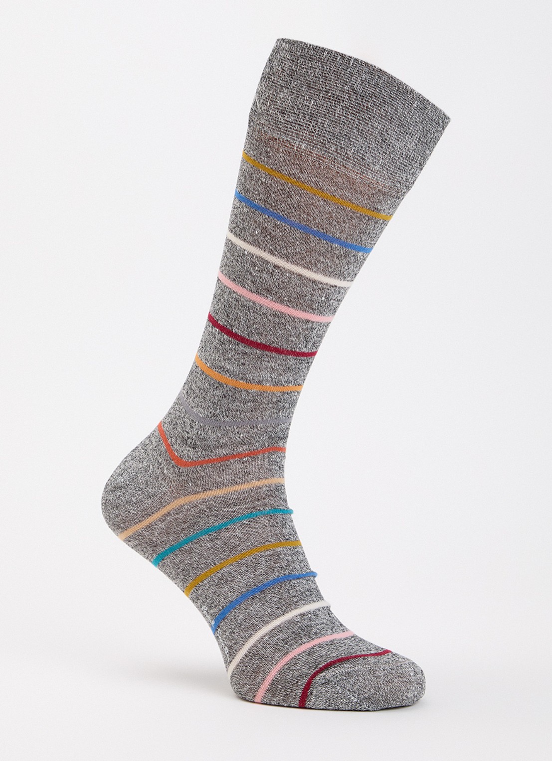 Paul Smith Sokken in linnenblend met streepprint - voorkant 2 grijsmele