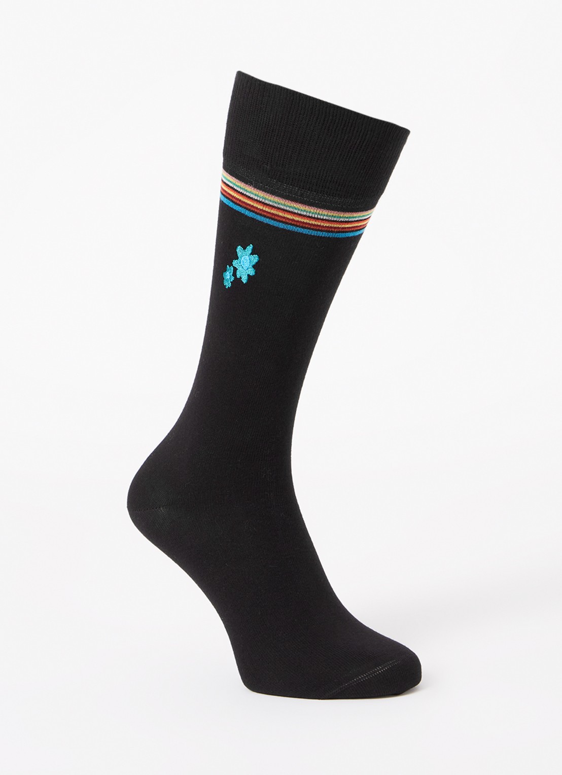 Paul Smith Sokken met borduring en streepprint - voorkant zwart