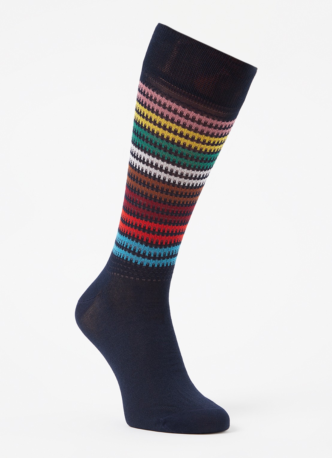 Paul Smith Sokken met streepprint - voorkant 2 donkerblauw