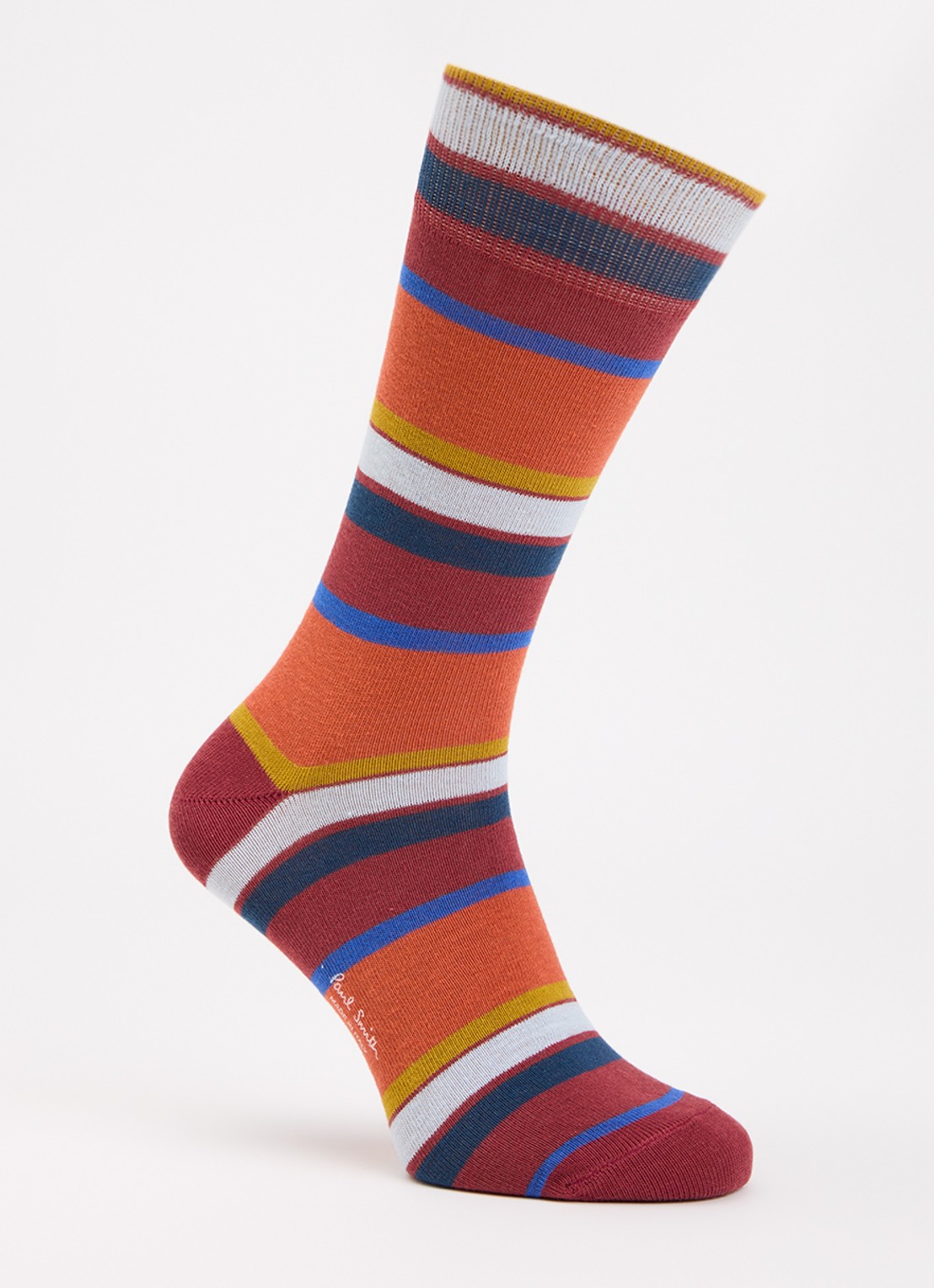 Paul Smith Sokken met streepprint  - voorkant steenrood