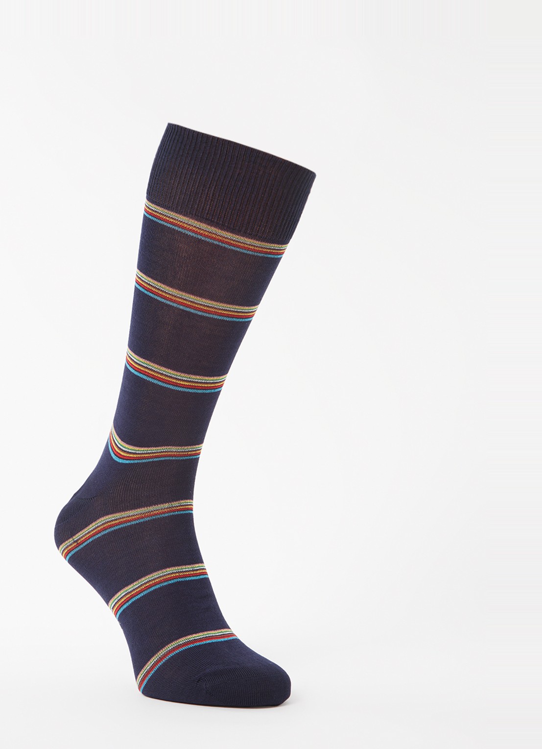 Paul Smith Sokken van  katoen met streepprint  - voorkant donkerblauw