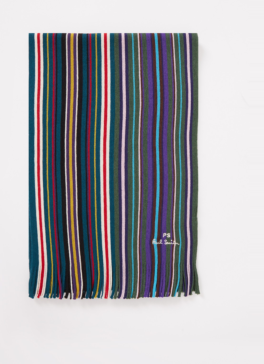 Paul Smith Spectrum Stripe sjaal van wol met streepprint 200 x 30 cm - voorkant multicolor