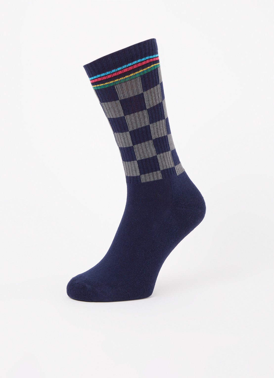 Paul Smith Sportsokken in  katoenblend met ruitdessin - detail 3 donkerblauw