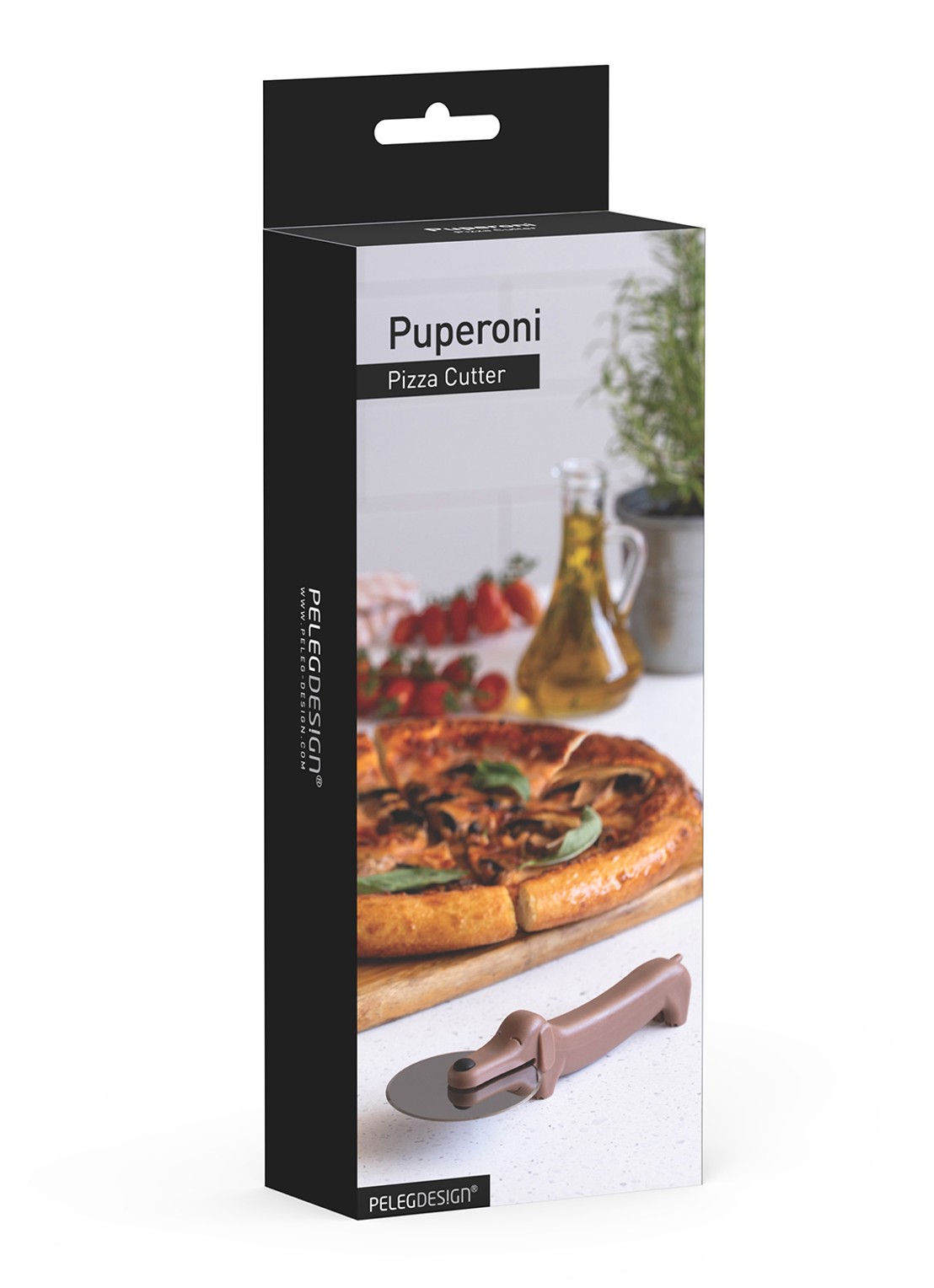 Peleg Design Puperoni pizzasnijder  - voorkant 7 bruin