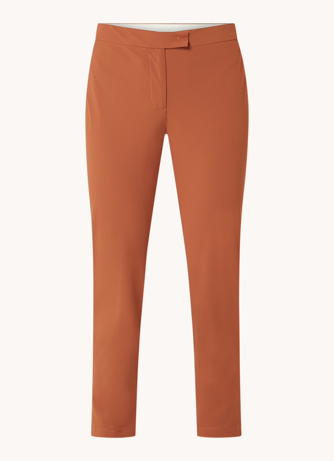 Penn & Ink High waist slim fit cropped pantalon met stretch - voorkant 3 oranjebruin