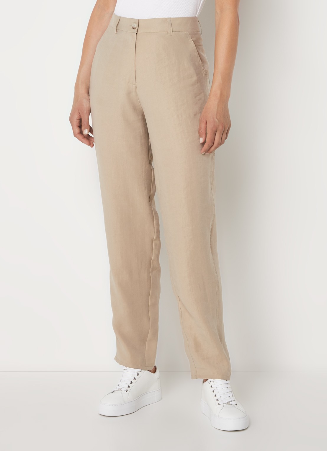 Penn & Ink High waist straight fit pantalon in lyocellblend - detail 2 camel
