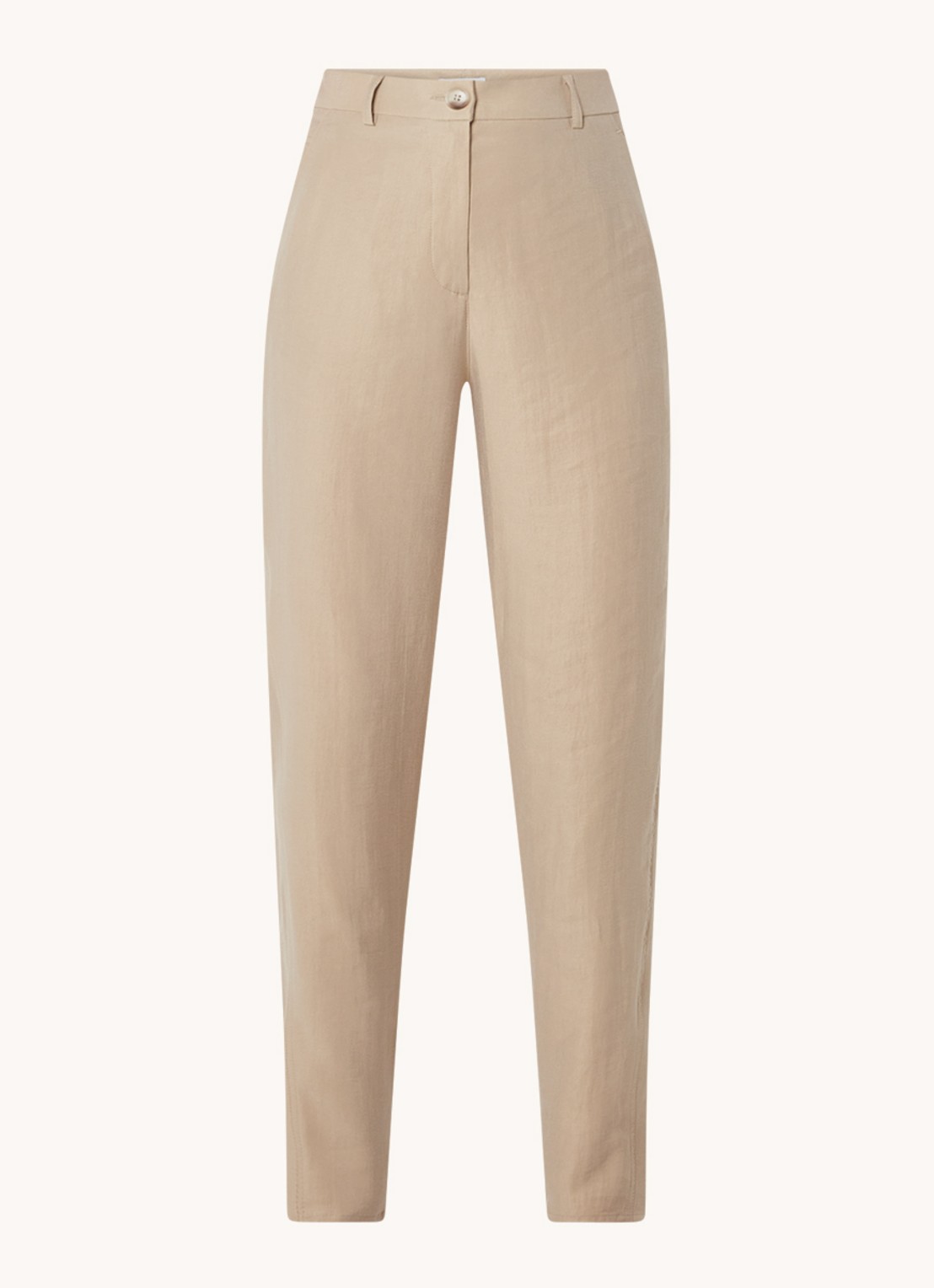 Penn & Ink High waist straight fit pantalon in lyocellblend - voorkant 3 camel