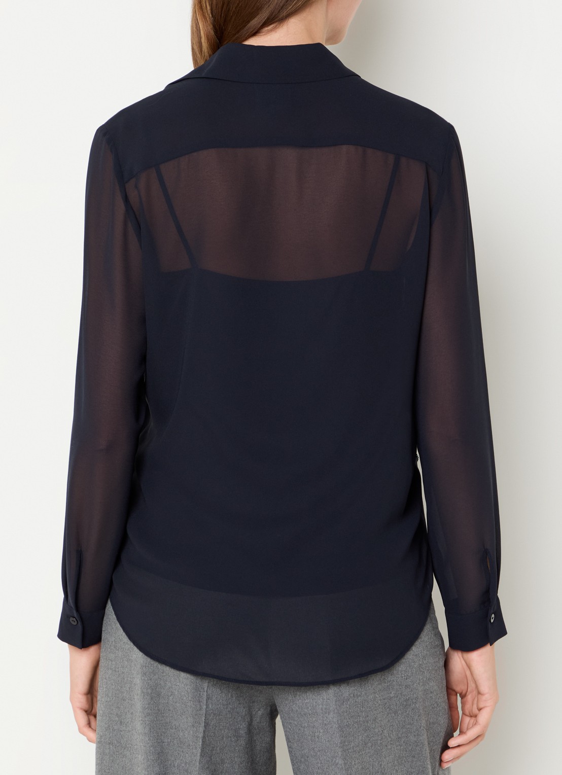 Pennyblack Agone semi-transparante blouse met strass - achterkant donkerblauw