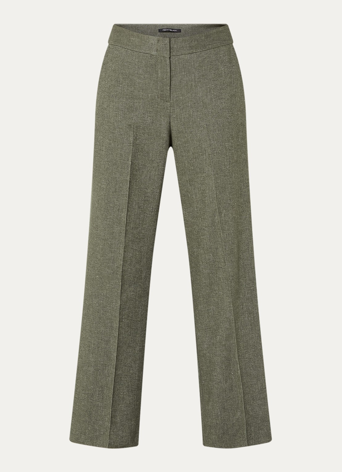 Pennyblack Amaca high waist loose fit broek in linnenblend - voorkant bronsgroen