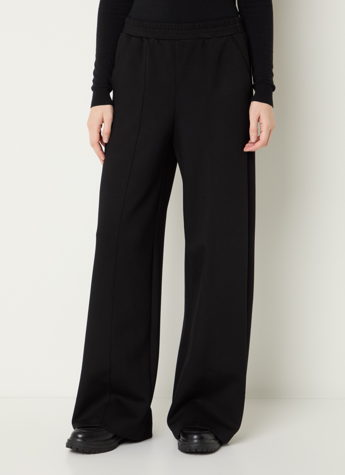 Pennyblack Attilia high waist wide fit broek met persplooi - detail 4 zwart