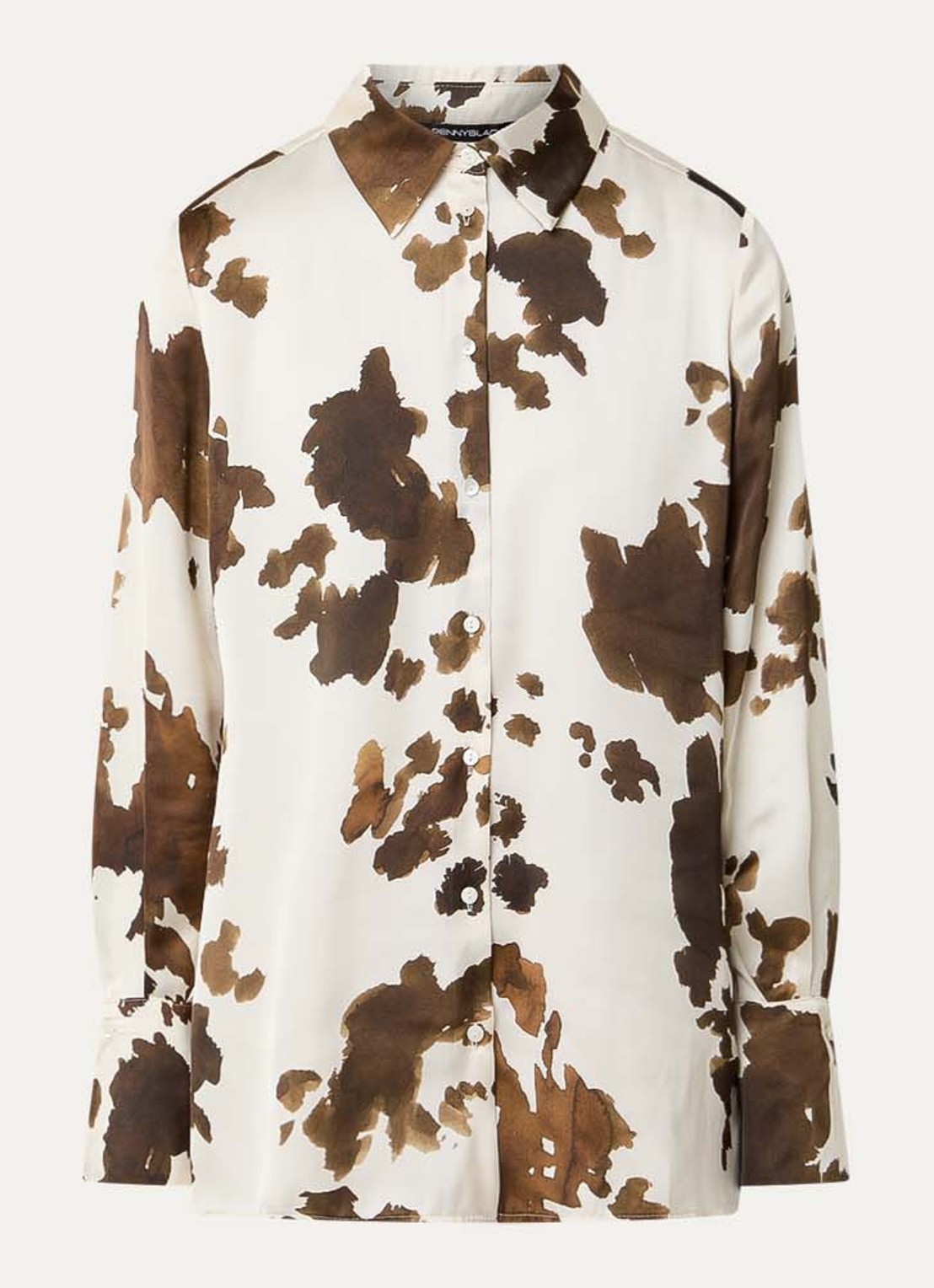 Pennyblack Balpe blouse van satijn met print - voorkant 2 hazelnootbruin