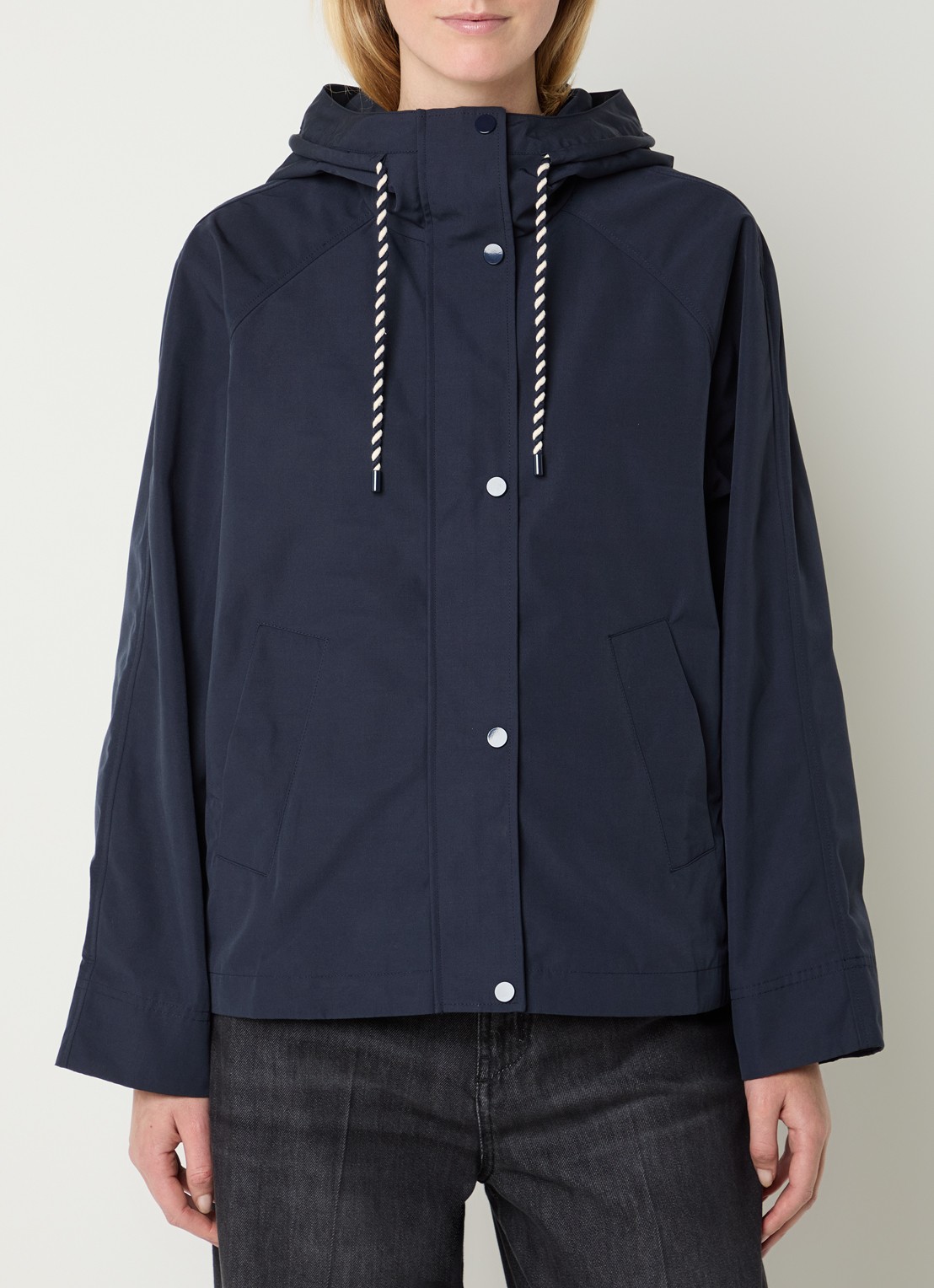 Pennyblack Balpino jack met capuchon en steekzakken - detail donkerblauw