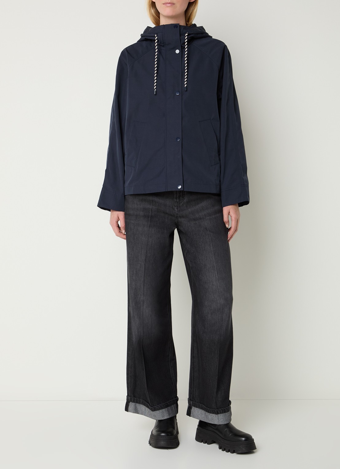 Pennyblack Balpino jack met capuchon en steekzakken - voorkant 3 donkerblauw