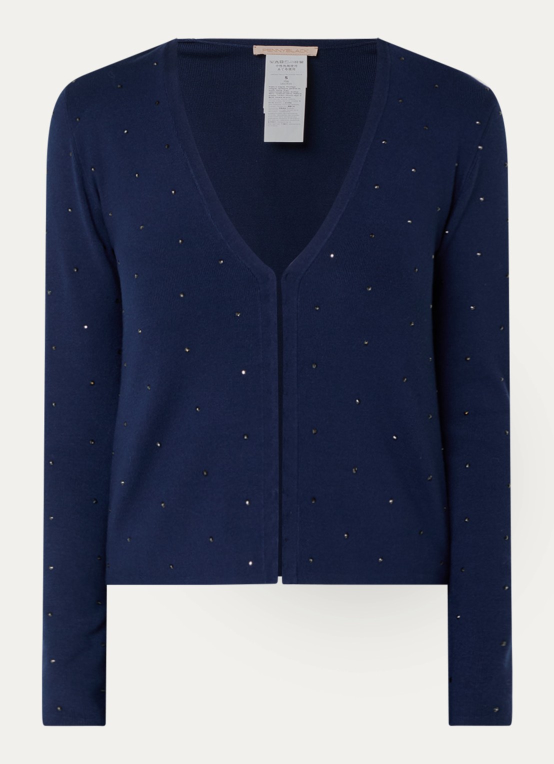 Pennyblack Blocco fijngebreid vest met strass - voorkant donkerblauw