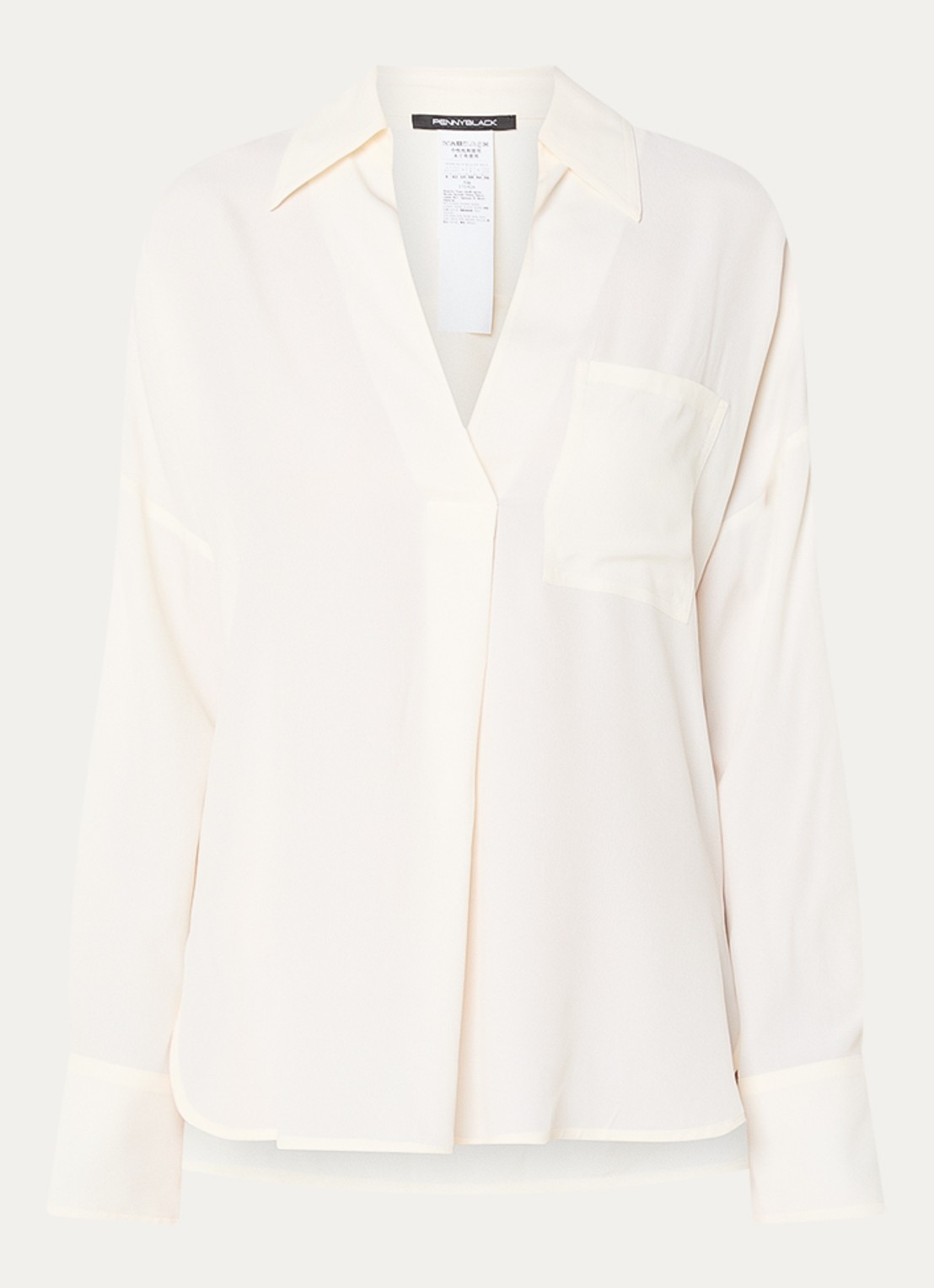 Pennyblack Blouse met borstzak en V-hals - voorkant 2 ivoor