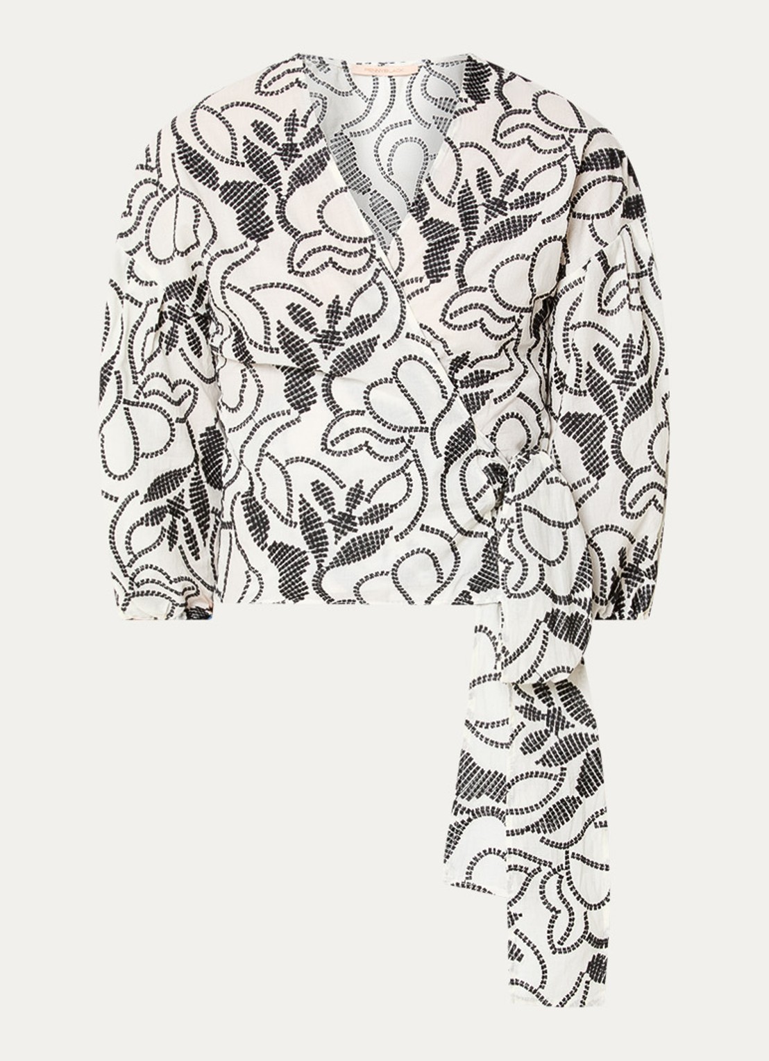 Pennyblack Blouse met strikceintuur met bloemenprint - voorkant 3 wit