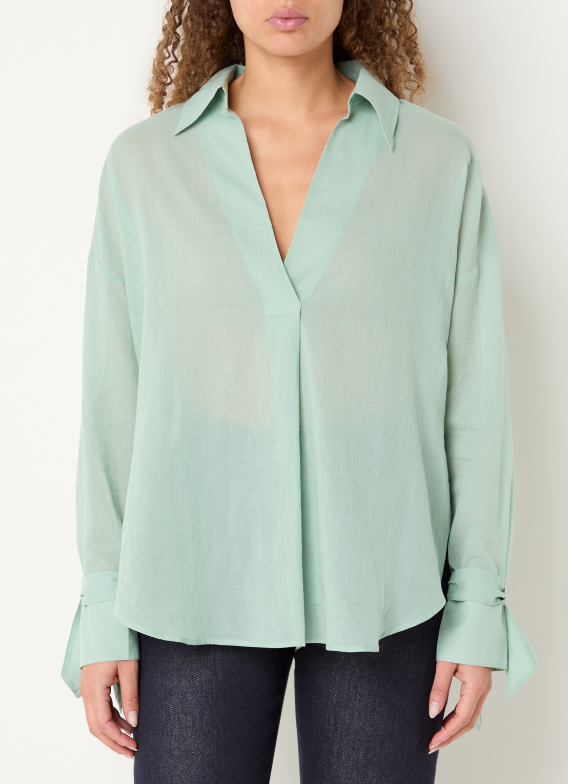 Pennyblack Blouse met V-hals - detail 3 lindegroen