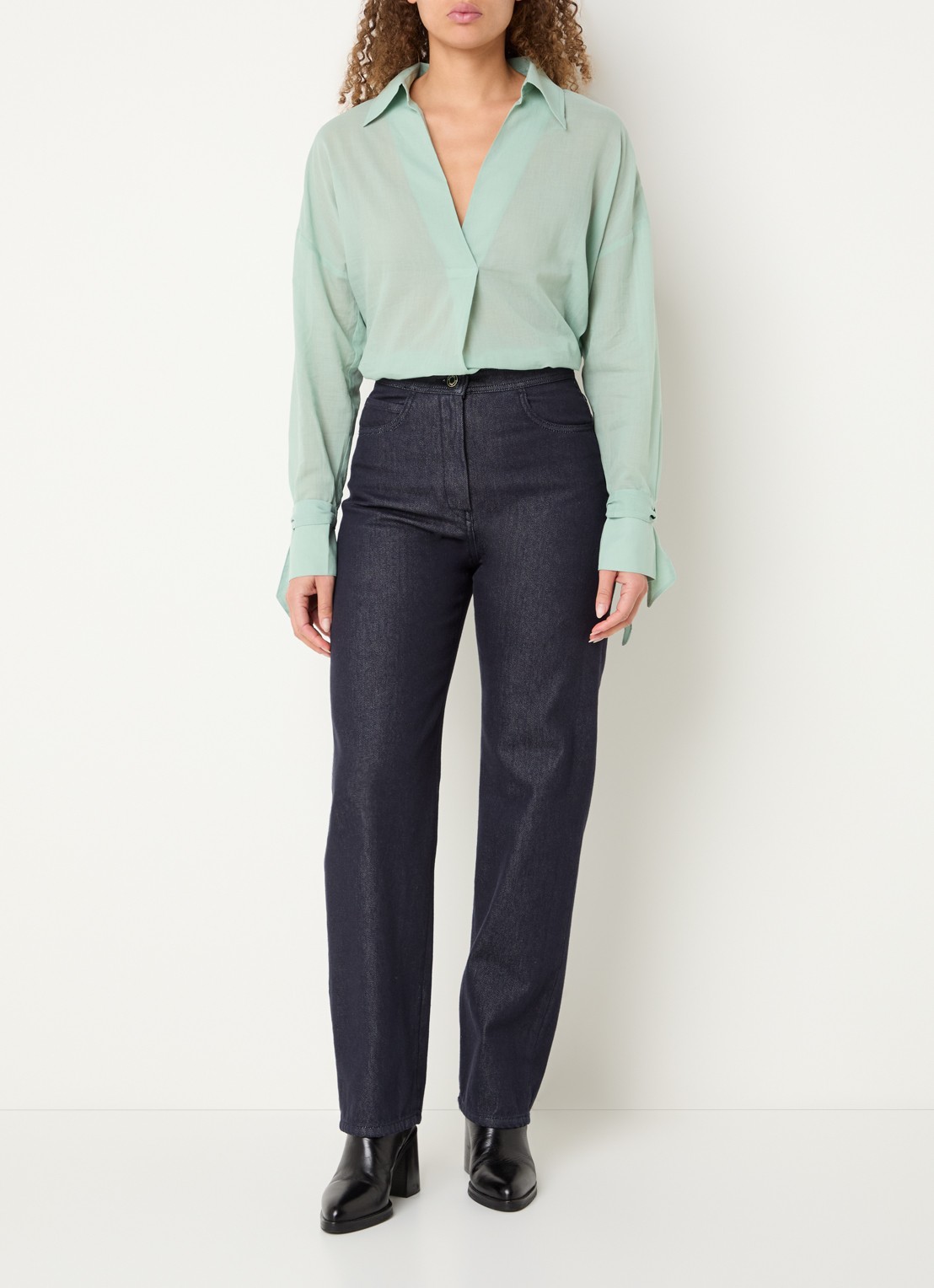 Pennyblack Blouse met V-hals - voorkant 2 lindegroen