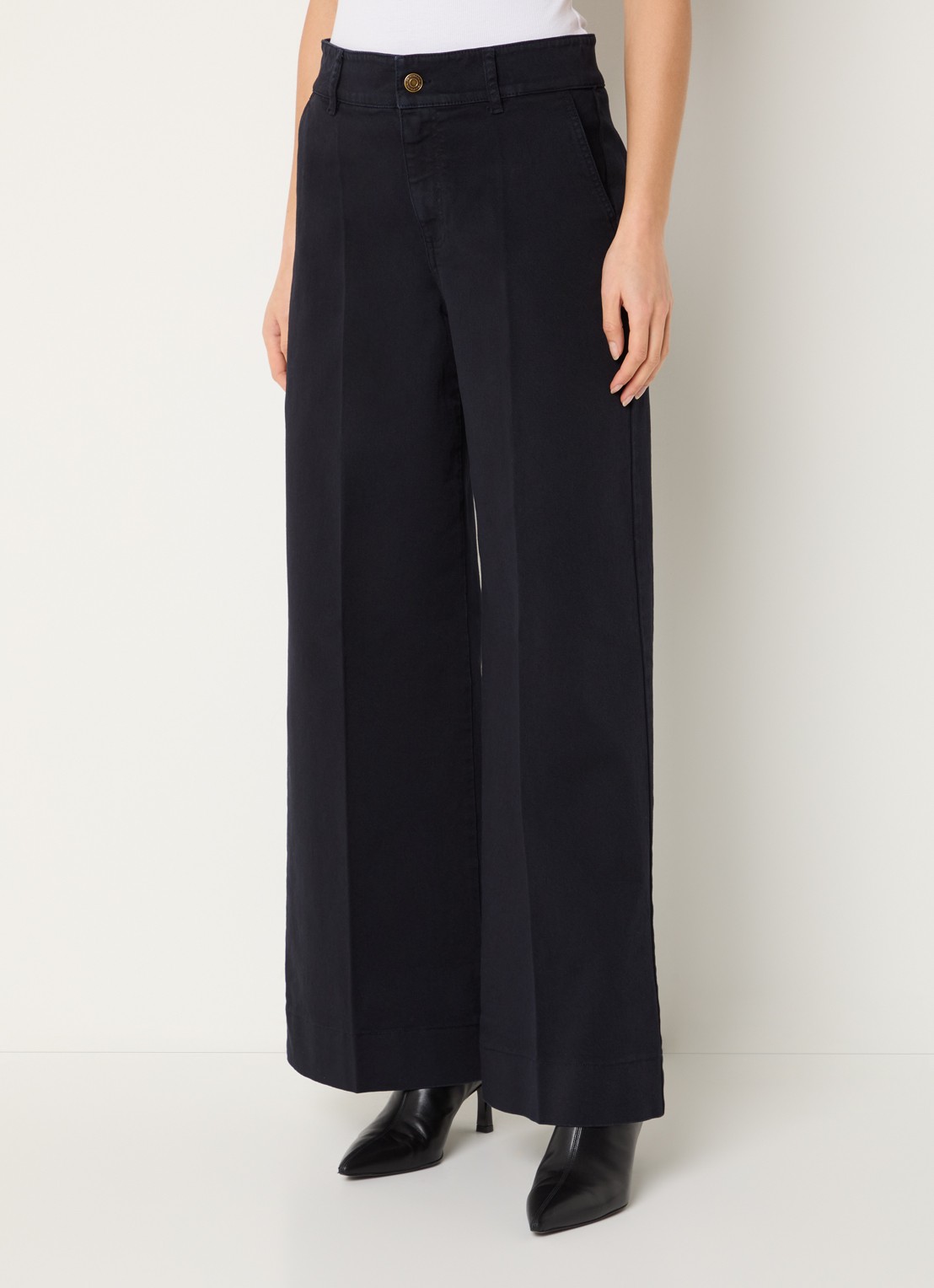 Pennyblack Bordine high waist wide fit chino met steekzakken - detail 2 donkerblauw