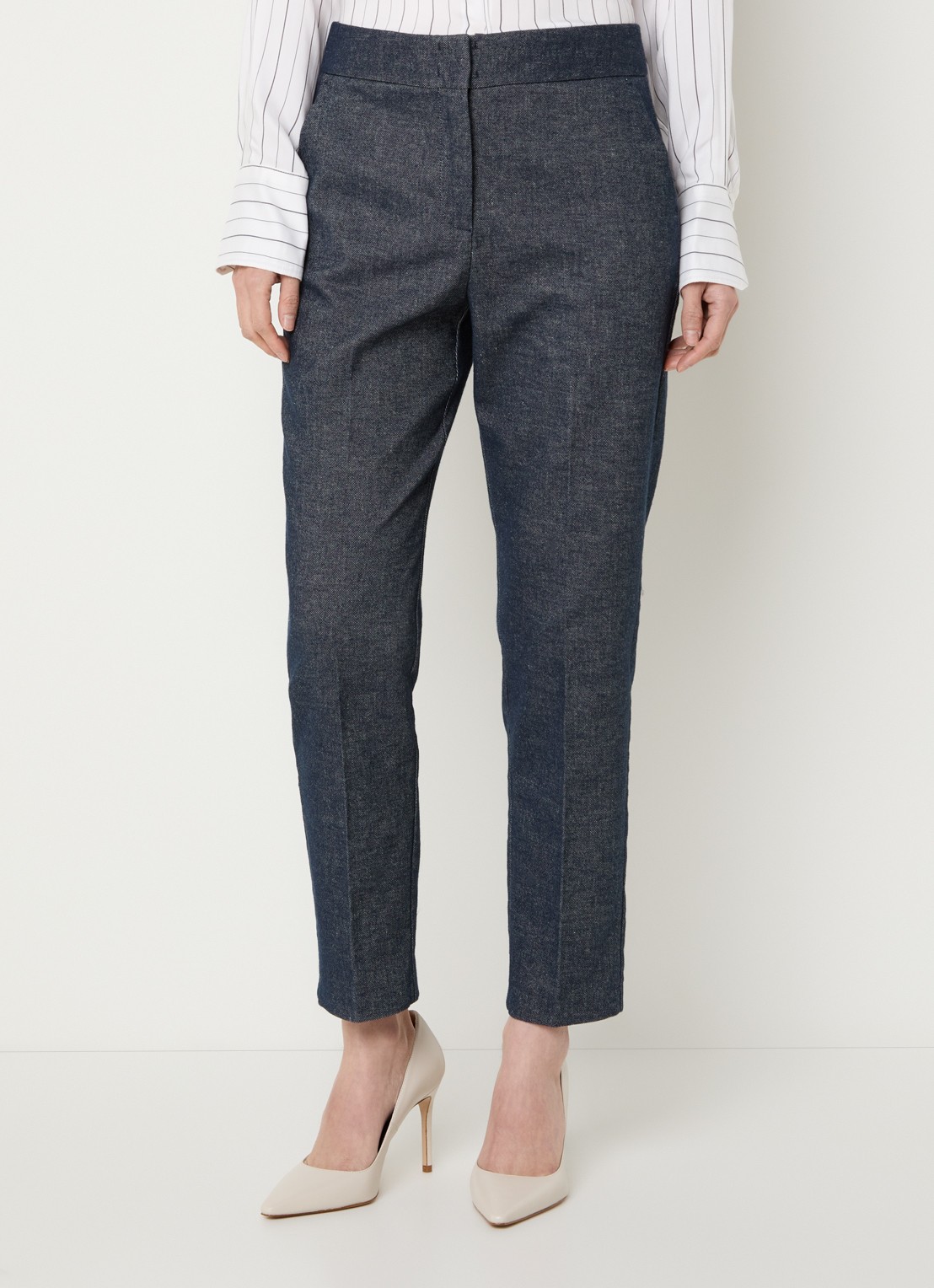 Pennyblack Carezza high waist slim fit broek in linnenblend - detail 4 indigo