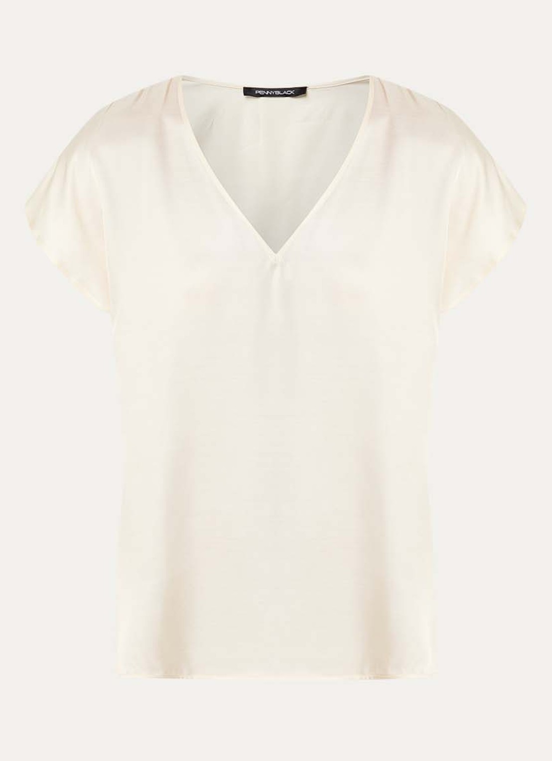Pennyblack Chiffon top van satijn - voorkant 3 ivoor