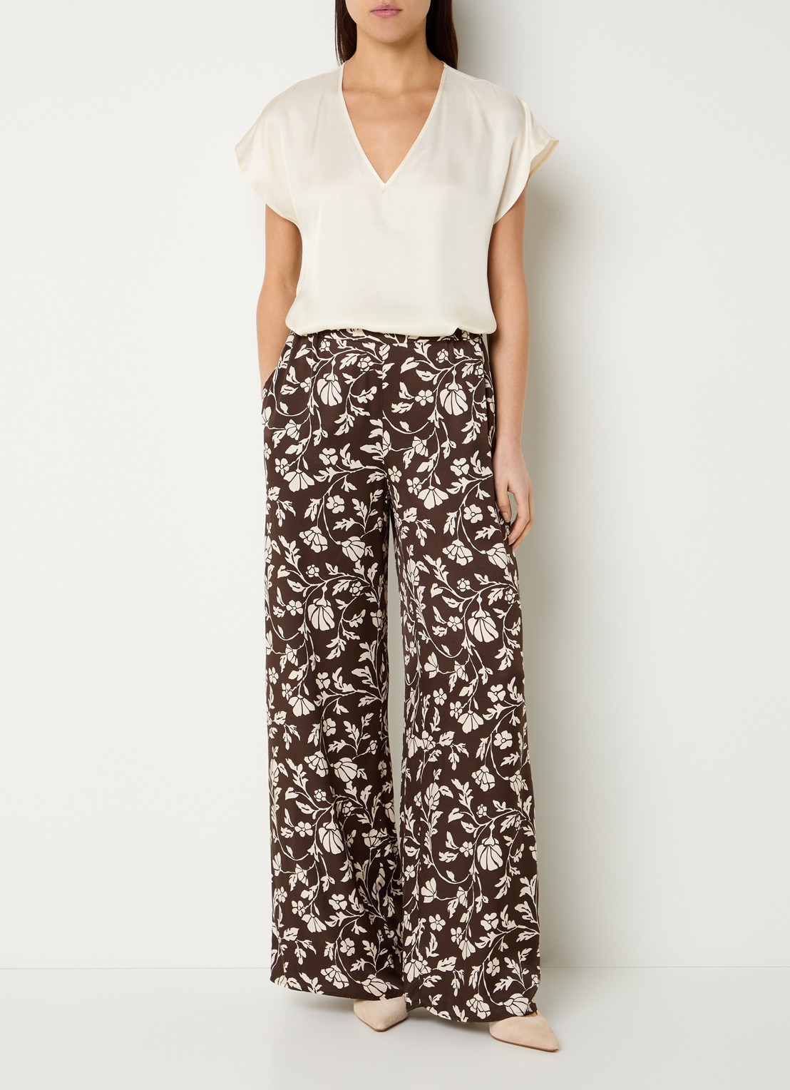 Pennyblack Chiffon top van satijn - voorkant 4 ivoor