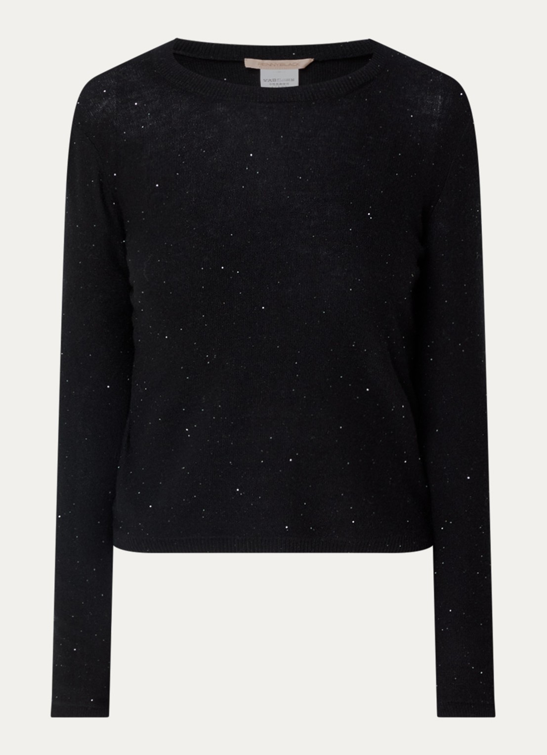 Pennyblack Ciclone fijngebreide pullover met pailletten  - voorkant zwart