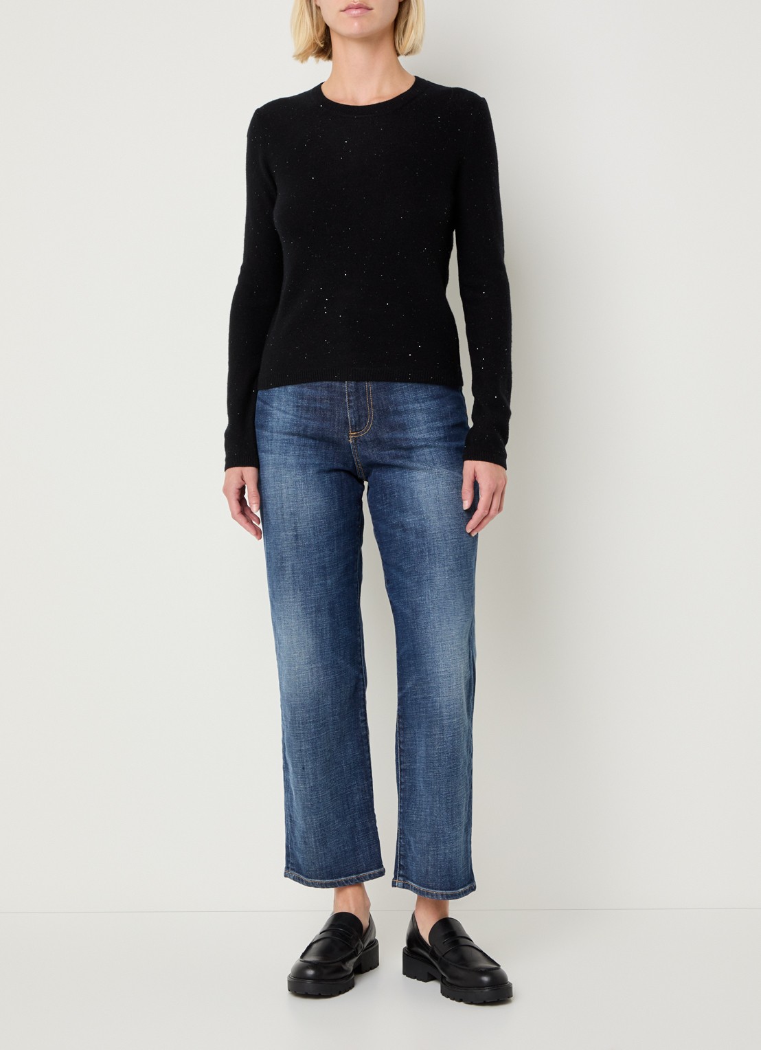 Pennyblack Ciclone fijngebreide pullover met pailletten  - voorkant 2 zwart