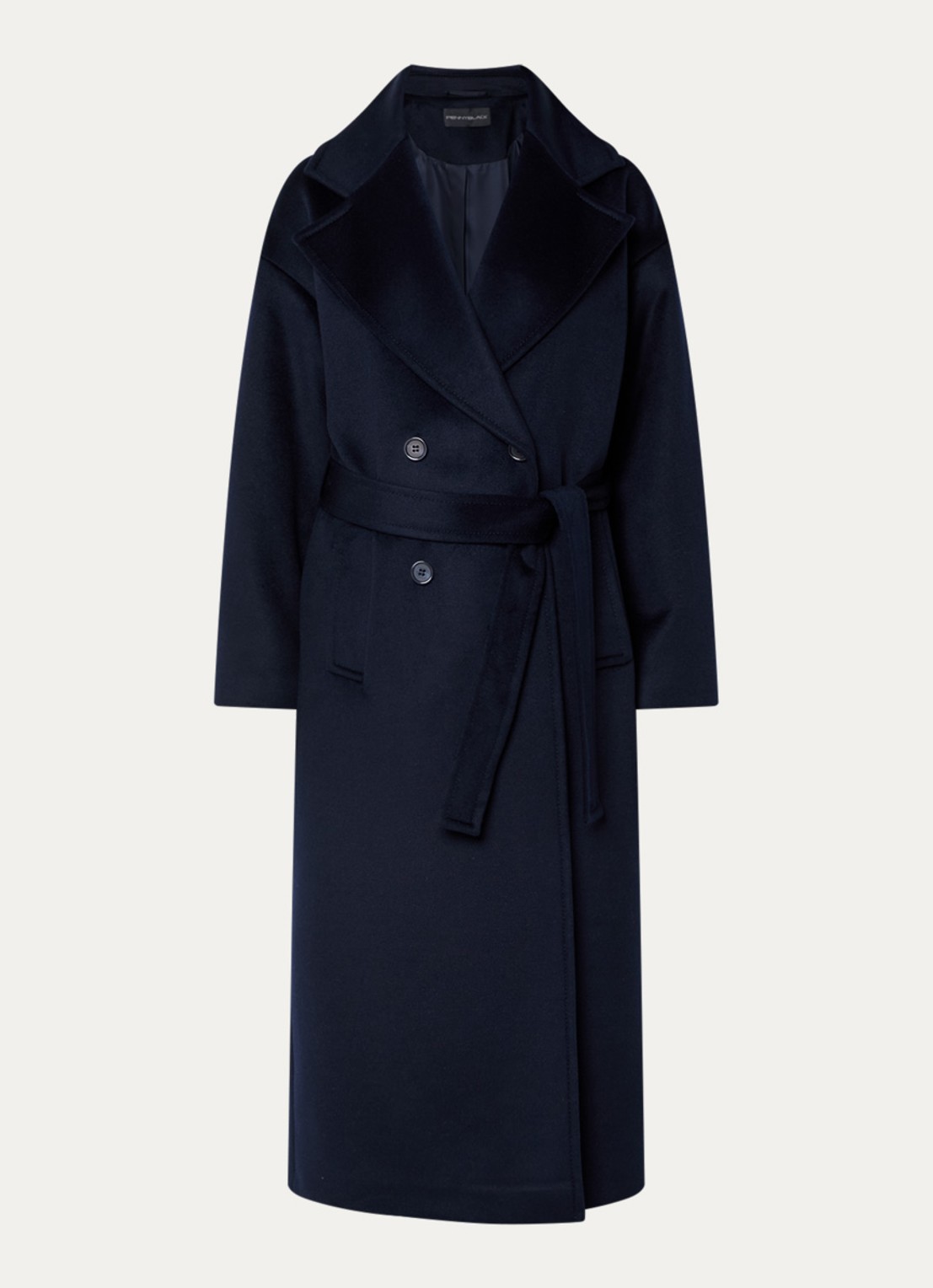 Pennyblack Cimelio mantel van wol met strikceintuur  - voorkant 2 donkerblauw