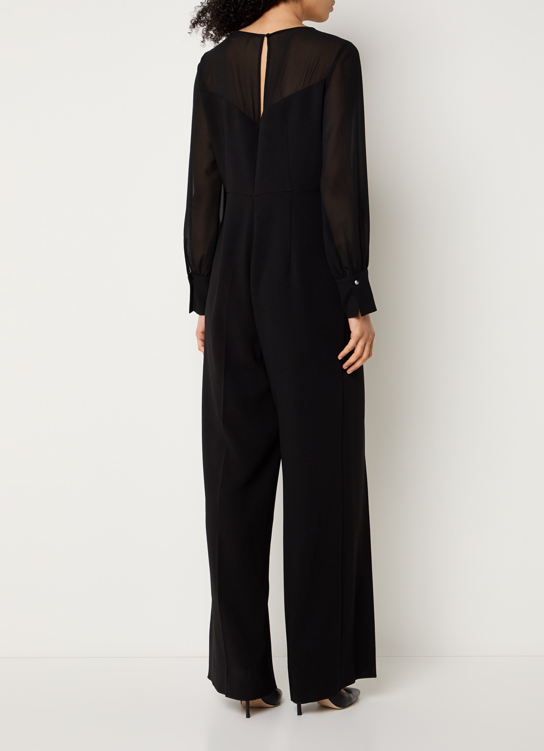Pennyblack Como wide fit jumpsuit met details van mesh - achterkant 4 zwart