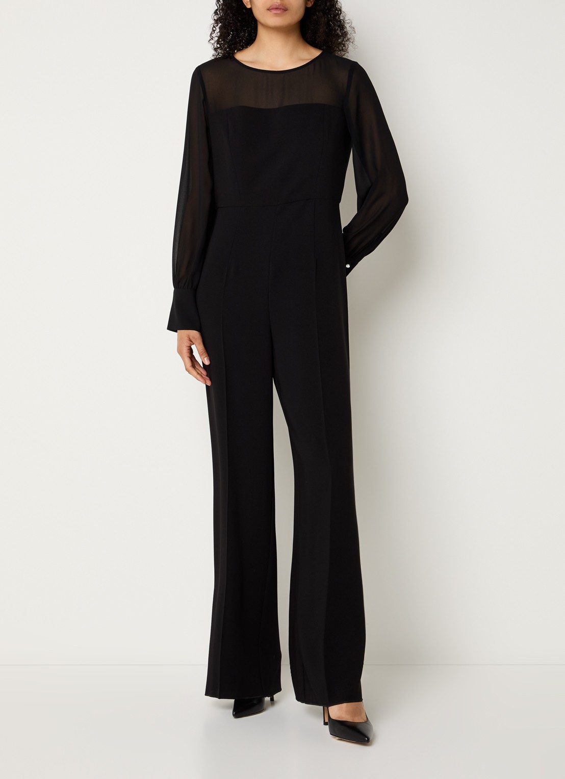 Pennyblack Como wide fit jumpsuit met details van mesh - detail zwart