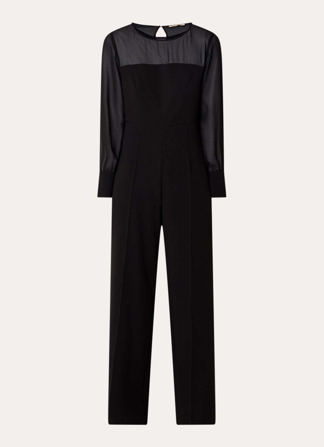 Pennyblack Como wide fit jumpsuit met details van mesh - voorkant 2 zwart