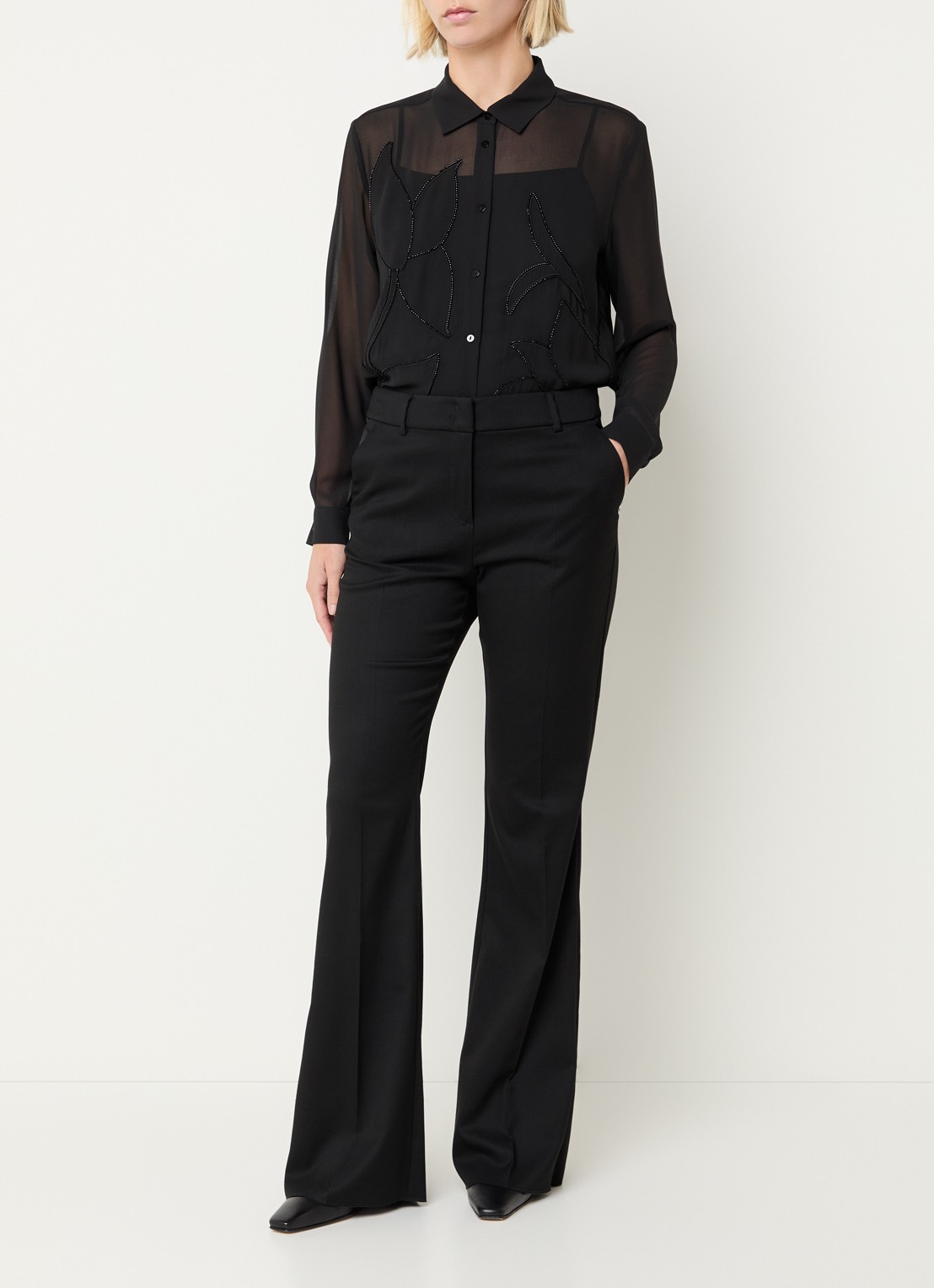 Pennyblack Dentice high waist straight fit pantalon met steekzakken - voorkant 3 zwart