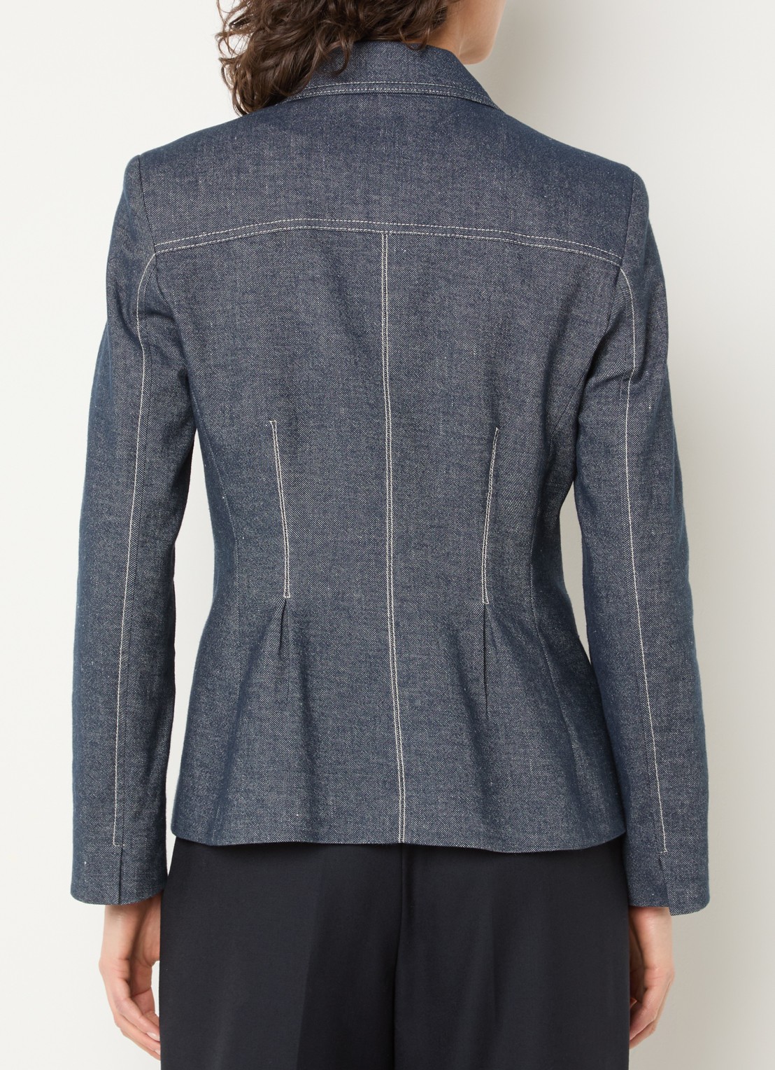 Pennyblack Double-breasted blazer van denim met schoudervulling - achterkant 2 indigo