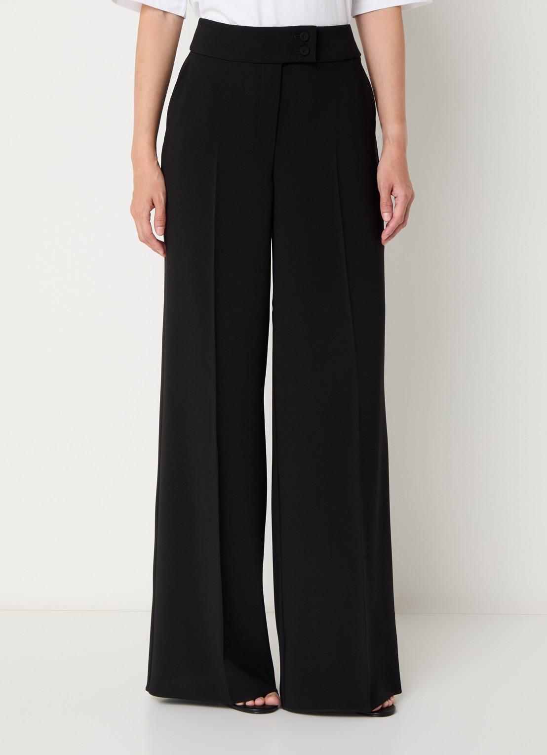 Pennyblack Emblema high waist wide fit pantalon met steekzakken - detail 2 zwart