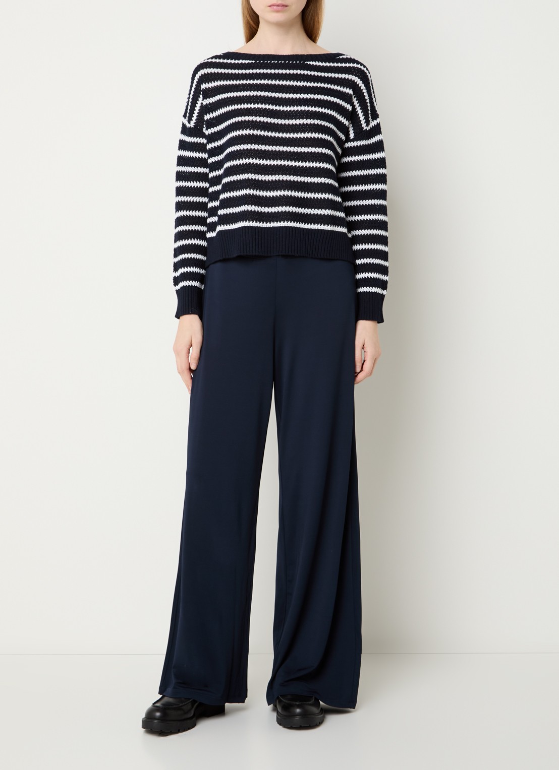 Pennyblack Gattini high waist loose fit pantalon - voorkant 3 donkerblauw