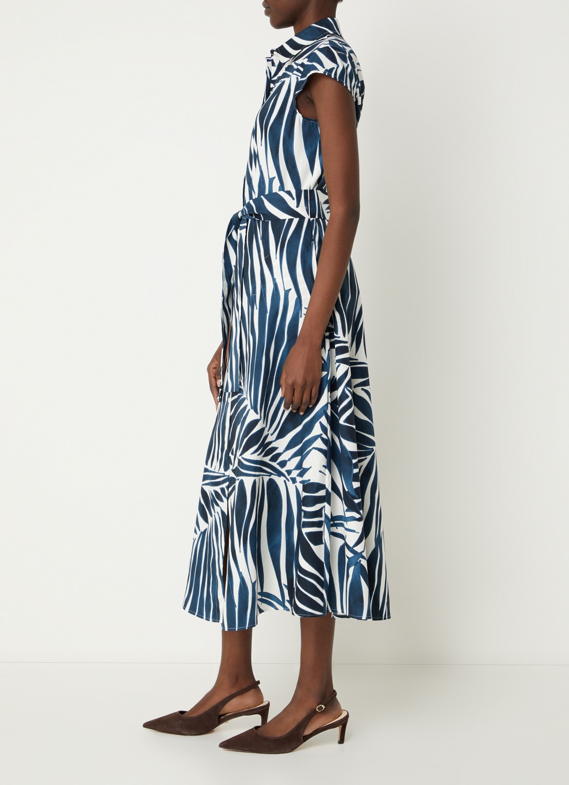 Pennyblack Gioire midi blousejurk met print - voorkant 4 indigo