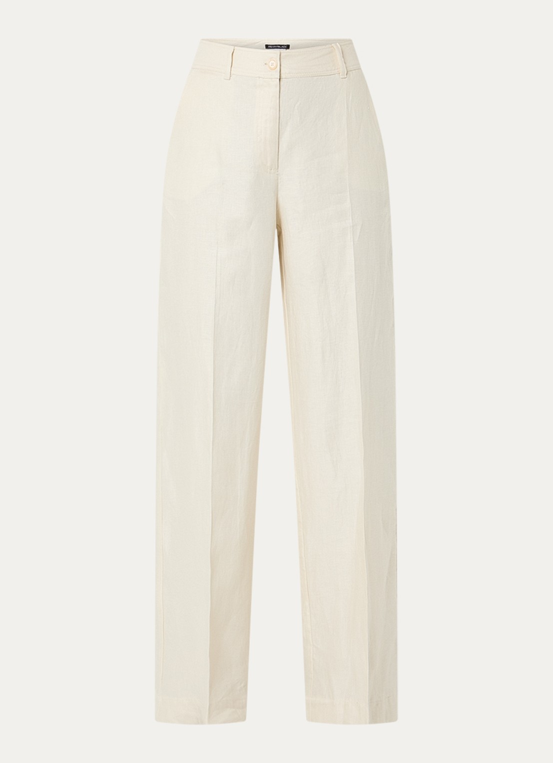 Pennyblack High waist loose fit pantalon van linnen met steekzakken  - voorkant 2 gebroken wit