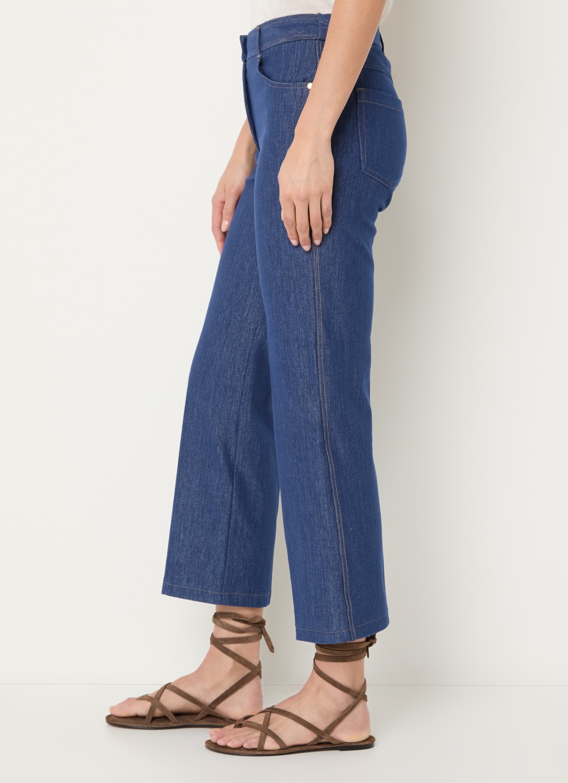 Pennyblack High waist straight fit cropped broek van chambray - detail 3 indigo