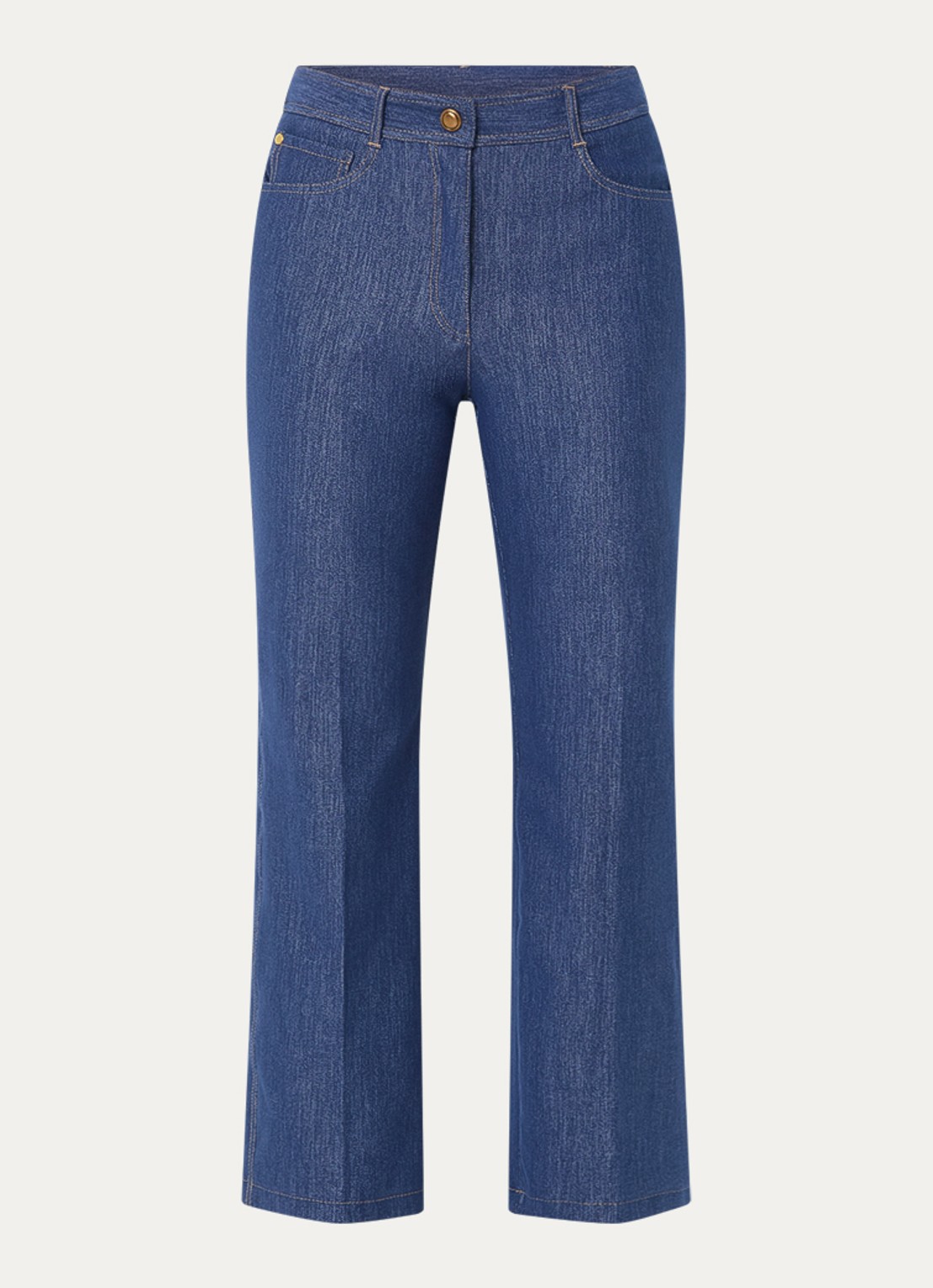 Pennyblack High waist straight fit cropped broek van chambray - voorkant 4 indigo