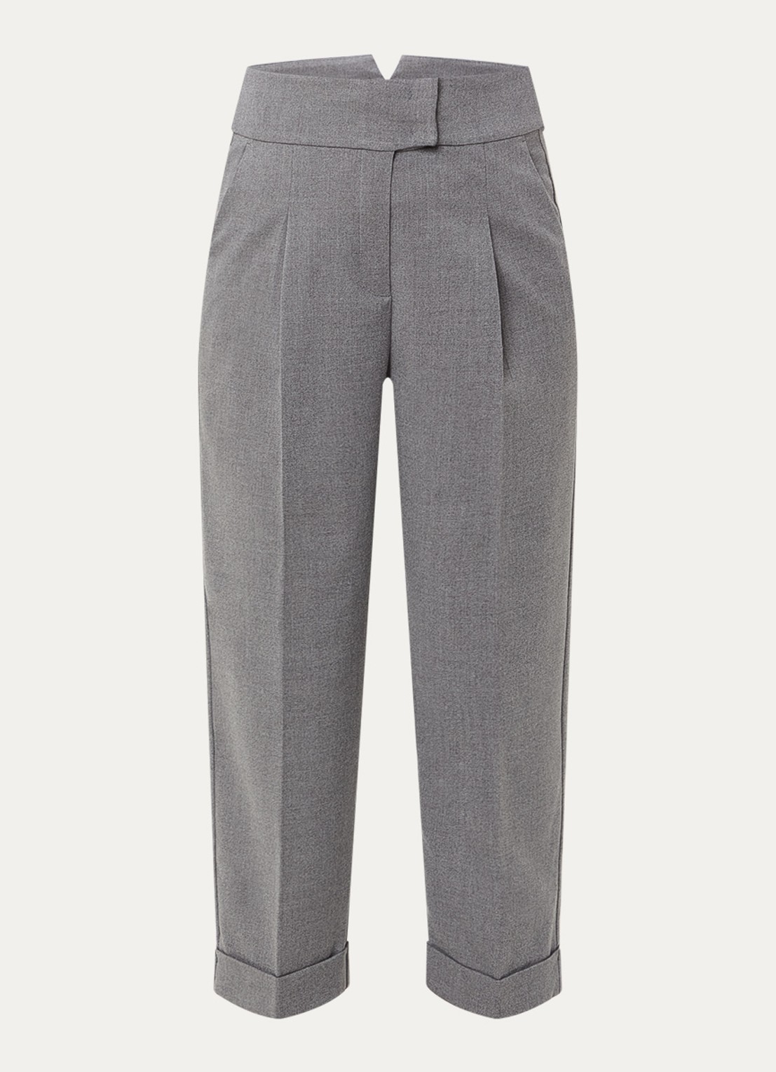 Pennyblack High waist straight fit cropped pantalon met steekzakken - voorkant middengrijs