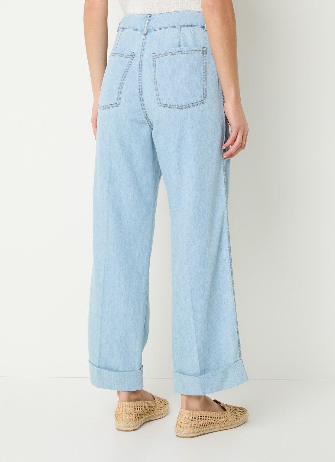Pennyblack High waist straight leg jeans in linnenblend met lichte wassing - achterkant indigo