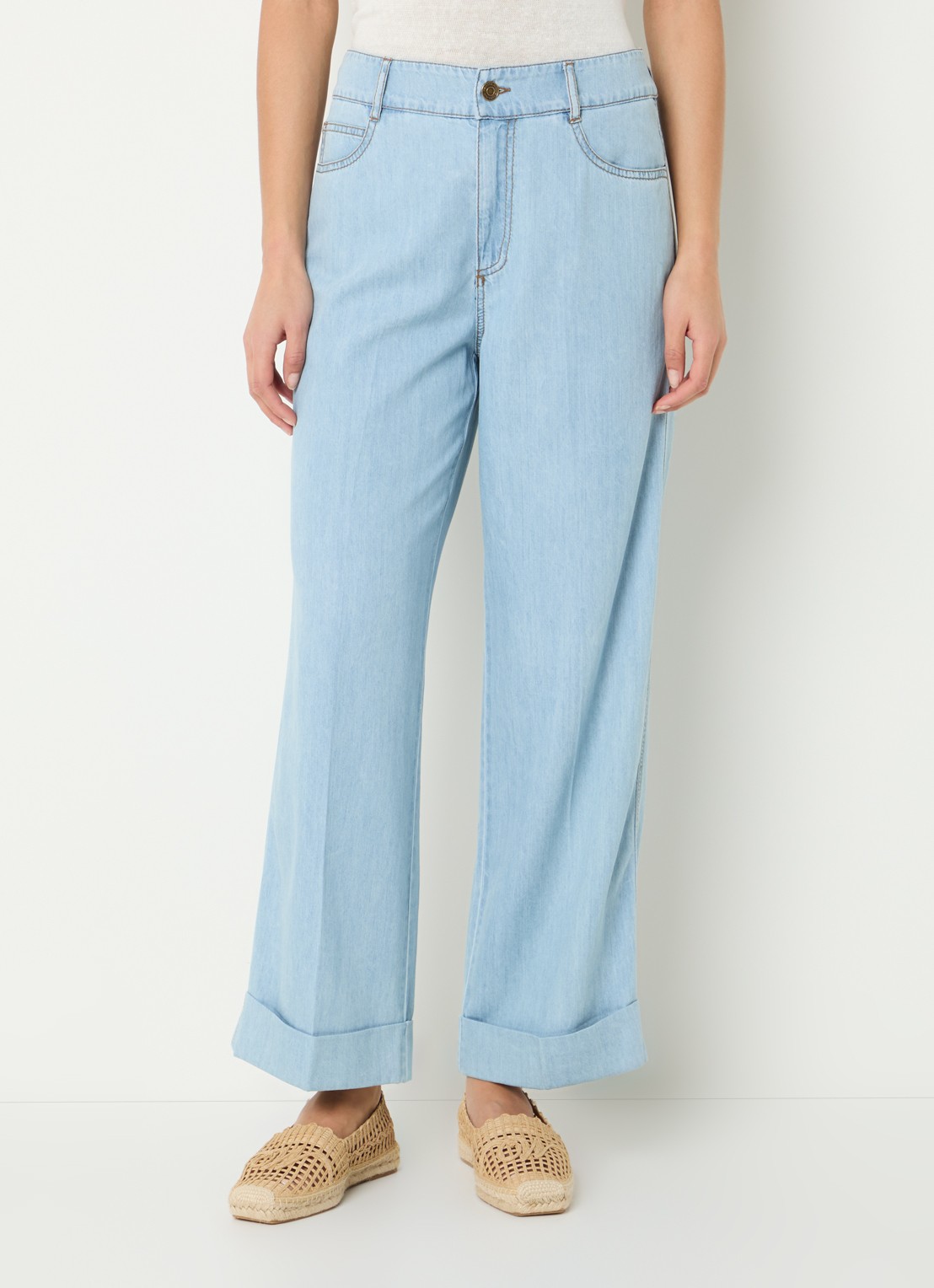 Pennyblack High waist straight leg jeans in linnenblend met lichte wassing - detail 2 indigo